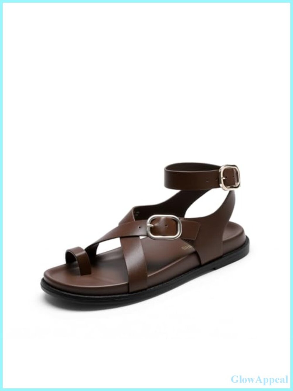 Women's Strappy Flat Sandals Faux Leather Adjustable Buckle Summer Shoes